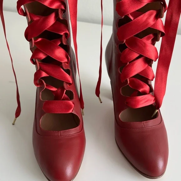 American Duchess Original Tango Boots Red Size 8 1/2 Worn Once - Picture 5 of 14